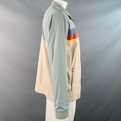 MARINE LAYER Spring 2024 Size XL Blue Grey Color Block Cotton Blend Jacket