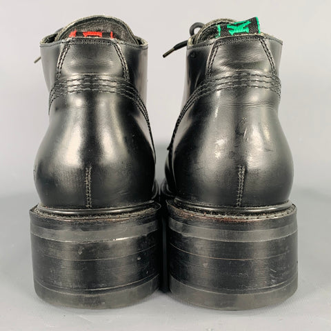 KICKERS Size 10 Black Leather Tread Sole Ankle Boots