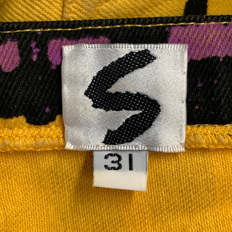 STEPHEN SPROUSE Vintage FW88 Size 31 Yellow Purple Black Bullet Print Cotton Tapered Jeans