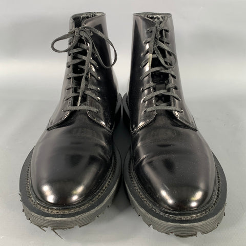 SAINT LAURENT Size 7.5 Black Leather Lace Up Boots