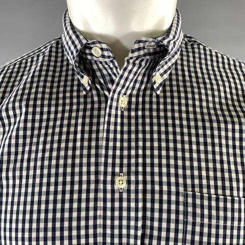 BROOKS BROTHERS Size XS Black White Gingham Cotton Button Down Long Sleeve Shirt