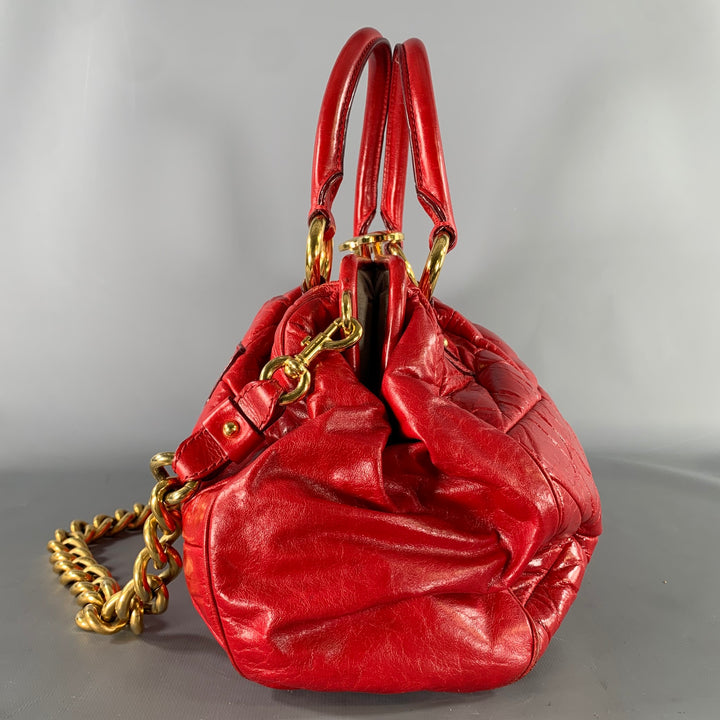 MARC JACOBS Red Quilted Calfskin Leather Purse Handbag