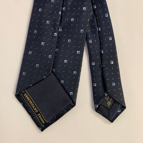 Cravate en soie Ermenegildo Zegna taille unique noire bleu clair