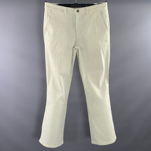 BONOBOS Size 32 Green Pinstripe Cotton Elastane Zip Fly Casual Pants