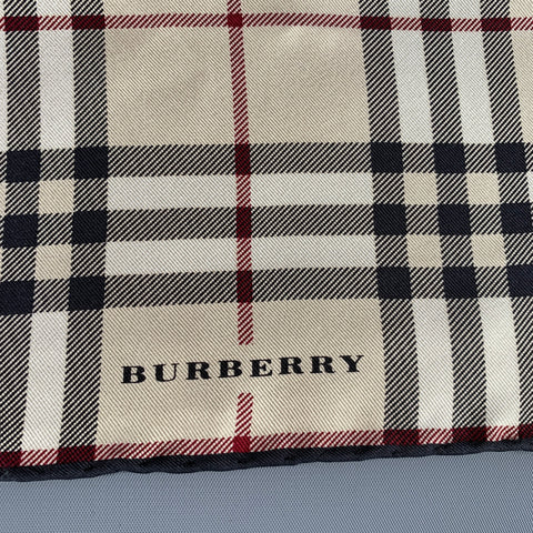 BURBERRY Brown Red & Black Plaid Silk Scarf