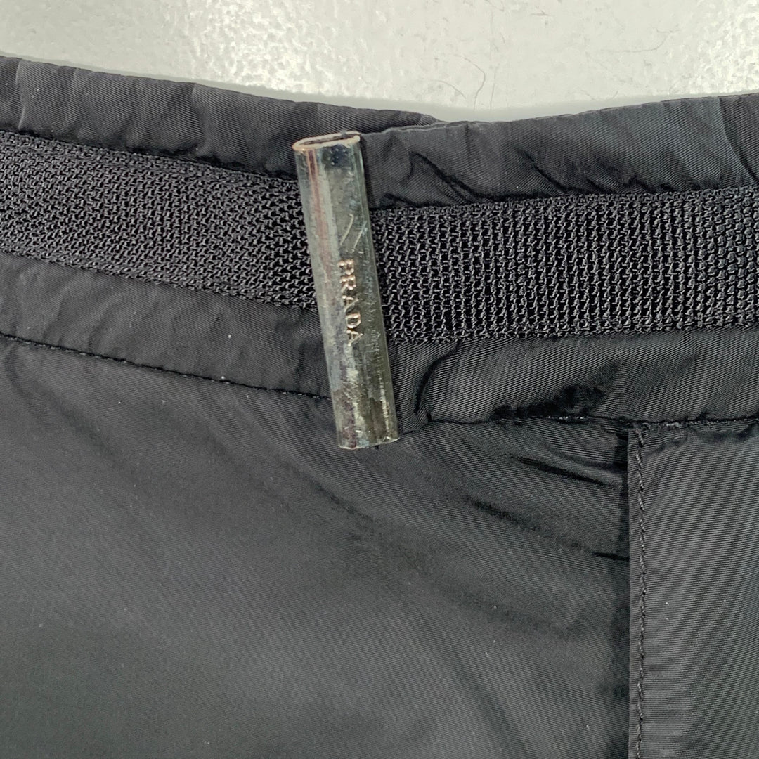 PRADA Size 34 Black Nylon Mesh Lined Zip Fly Swim Trunks