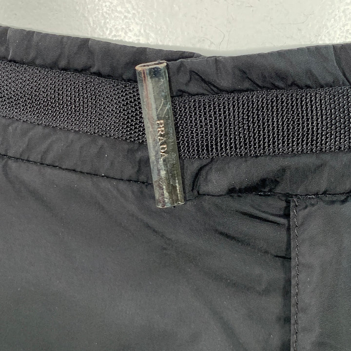 PRADA Size 34 Black Nylon Mesh Lined Zip Fly Swim Trunks