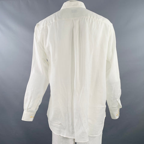 Chemise homme CERRUTI Taille L Lin Blanc Deux Poches Manches Longues