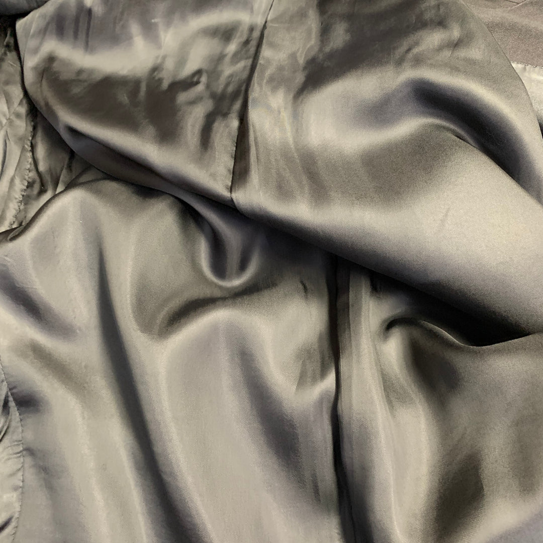 LANVIN Size 42 Black Silk Cotton Notch Lapel Sport Coat