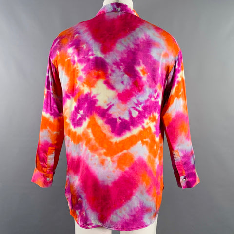 GARCONS INFIDELES Size XS Purple Orange Tie Dye Viscose Long Sleeve Shirt