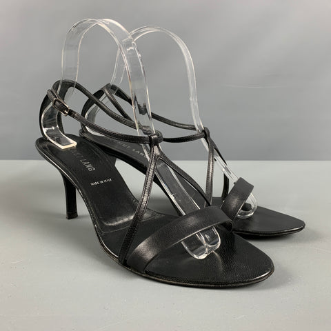 HELMUT LANG Talla 8.5 Sandalias de cuero negro