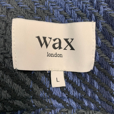 WAX Size L -Whiting Overshirt- Blue Grey Plaid Cotton Blend Button Down Jacket