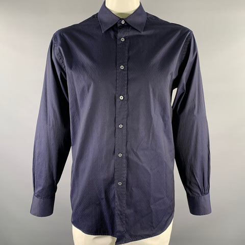 PAUL SMITH Size XL Navy Geometric Cotton Long Sleeve Shirt