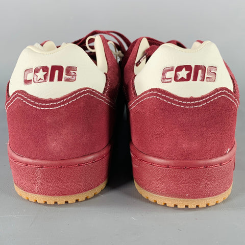 CONVERSE Size 12 Burgundy White Contrast Stitch Leather Lace-Up Sneakers