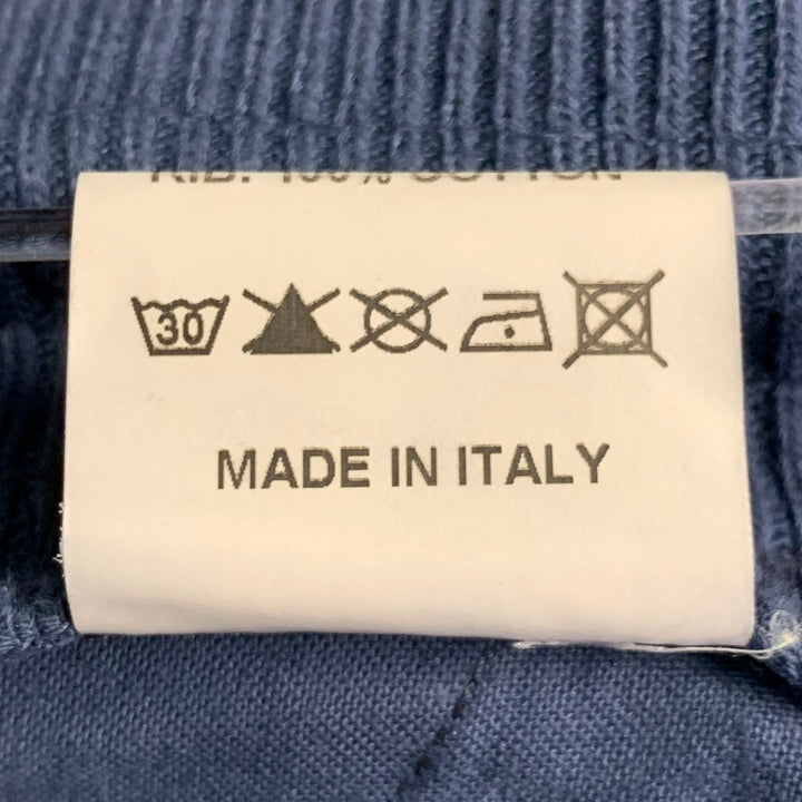 ADAM KIMMEL Size XL Blue Cotton Linen Notch Lapel Suit