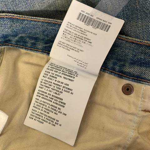 PRADA Size 36 Blue Indigo Distressed Selvedge Denim Button Fly Jeans