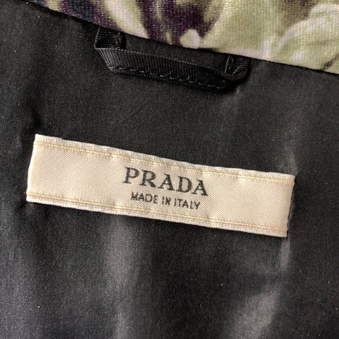 PRADA Size 4 Black Lime Silk Blend Floral Cropped Jacket Indoor  Blazer