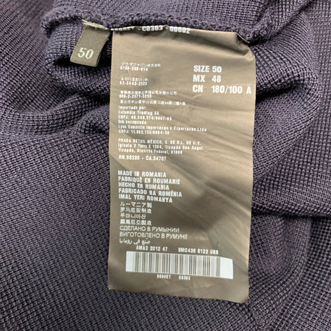 PRADA Taille 40 Veste zippée en laine de tissus mélangés marine