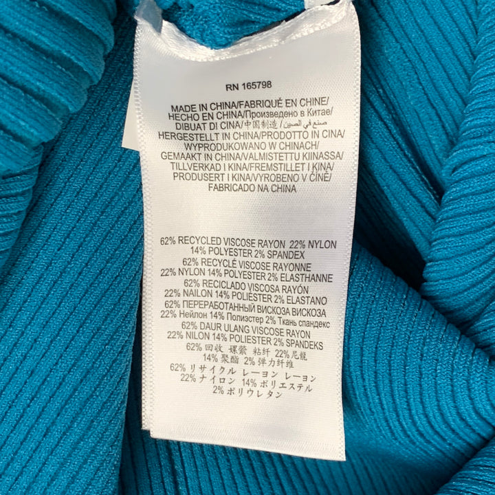 HERVE LEGER Size S Blue Aqua Viscose Blend High Neck Ribbed Bandage Mini Dress