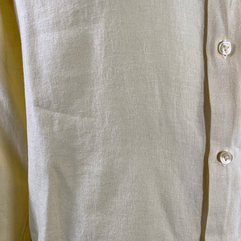 VILEBREQUIN Size XL Yellow Linen One Pocket Long Sleeve Shirt