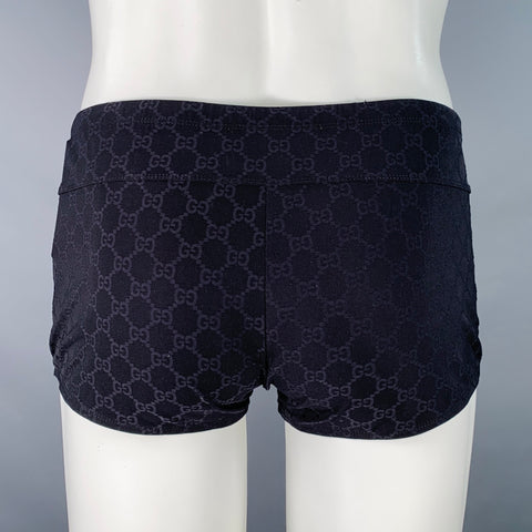 GUCCI Size S Guccissima Black Monogram Logo Polyamide Blend Drawstring Speedo