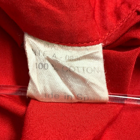 V2 by VERSACE Vintage Size M Red Cotton Nehru Collar Long Sleeve Shirt
