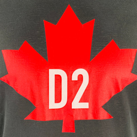 DSQUARED2 Size L Black Red Maple Leaf Logo Short Sleeve T-shirt