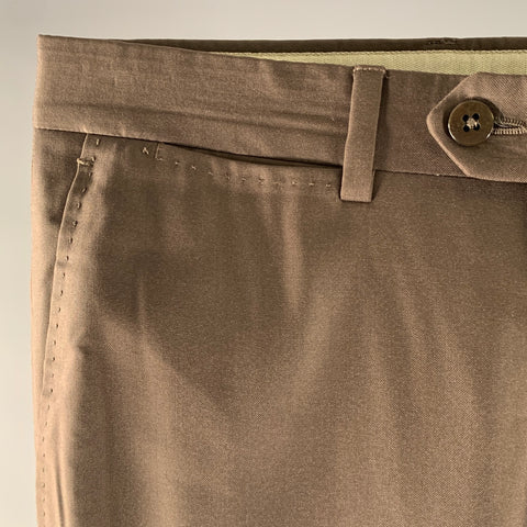 ERMENEGILDO ZEGNA Size 32 Brown Wool Silk Straight Leg Dress Pants