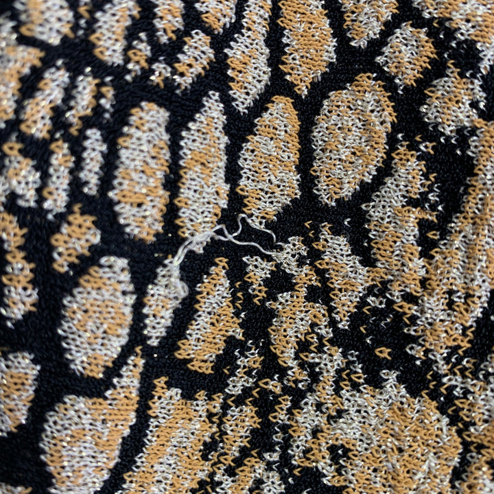 ALEXANDER MCQUEEN Size M Black Gold Viscose Blend Marbled Sleeveless Dress