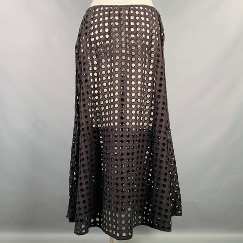 SOLID & STRIPED Size L Black Cotton Eyelet A-Line Skirt