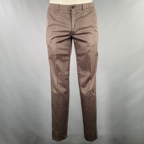 ERMENEGILDO ZEGNA Taille 34 Gris Marron Coton Mélangé Pantalon Décontracté