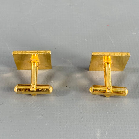 YVES SAINT LAURENT Vintage Gold Logo Metal Cuff Links