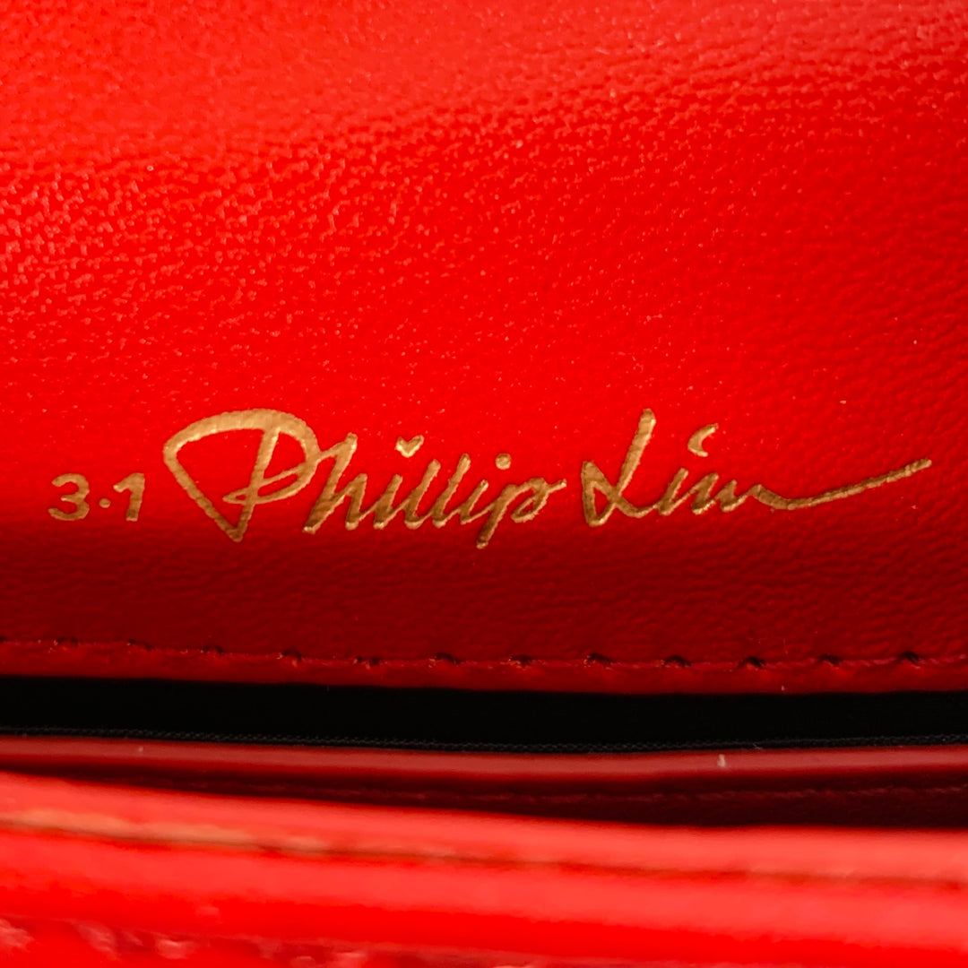 3.1 PHILLIP LIM Alix Red Silver Leather Metal Paper Clip Handbag