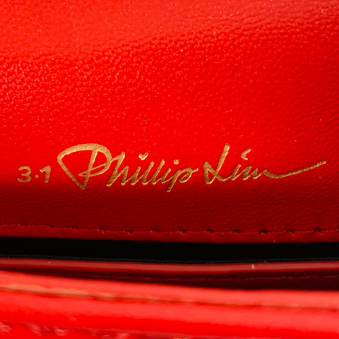 3.1 PHILLIP LIM Alix Red Silver Leather Metal Paper Clip Handbag