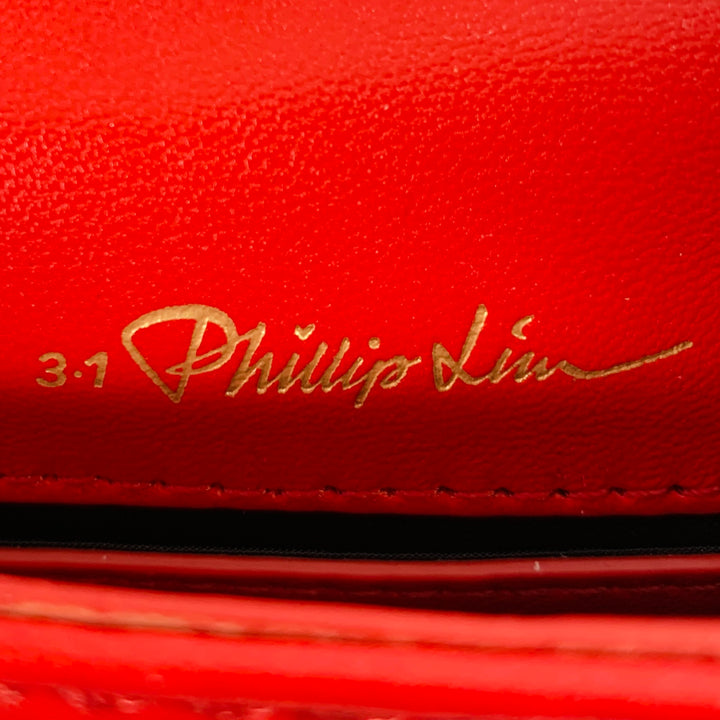 3.1 PHILLIP LIM Alix Red Silver Leather Metal Paper Clip Handbag