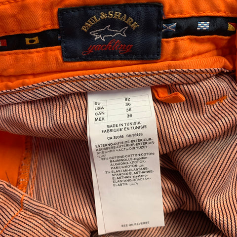 PAUL & SHARK Size 36 Orange Cotton Blend Zip Fly Cargo Shorts