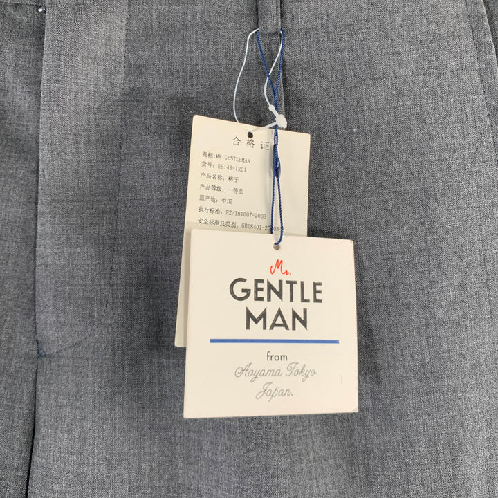 MR. GENTLEMAN Size 32 Grey Wool Blend Single Pleat Dress Pants