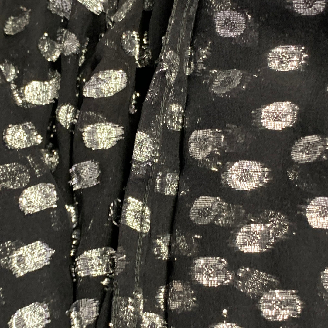 VERSUS by GIANNI VERSACE Size M Black Silver Metallic Silk Dots Long Sleeve Shirt