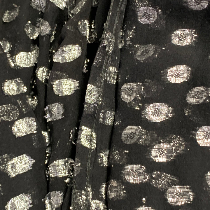 VERSUS by GIANNI VERSACE Size M Black Silver Metallic Silk Dots Long Sleeve Shirt