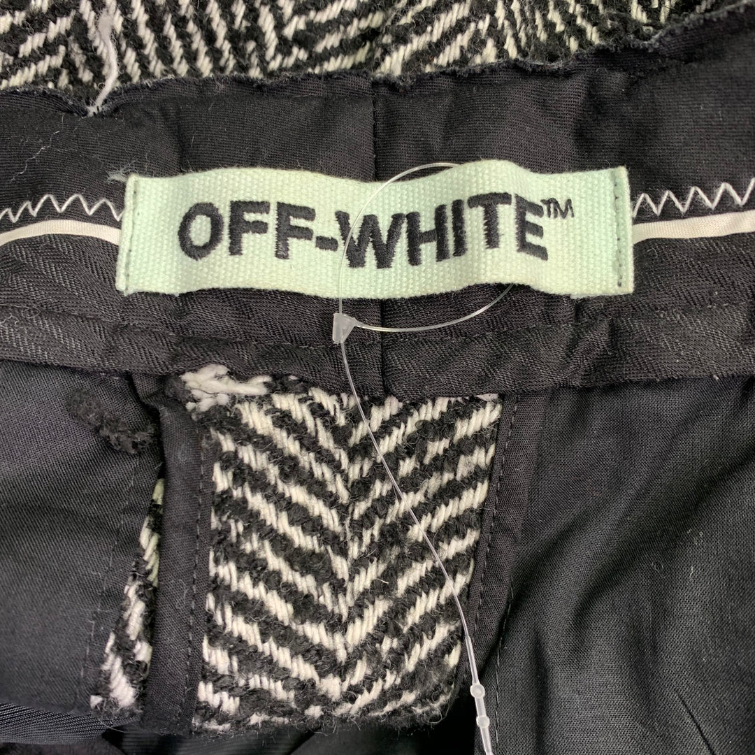 OFF-WHITE Size XS Black White Tweed Wool Blend Wide Leg Dress Pants