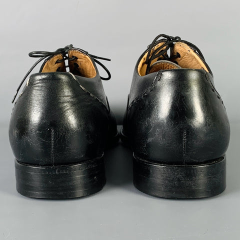KITON Size 8.5 Black Leather Oxford Lace Up Shoes