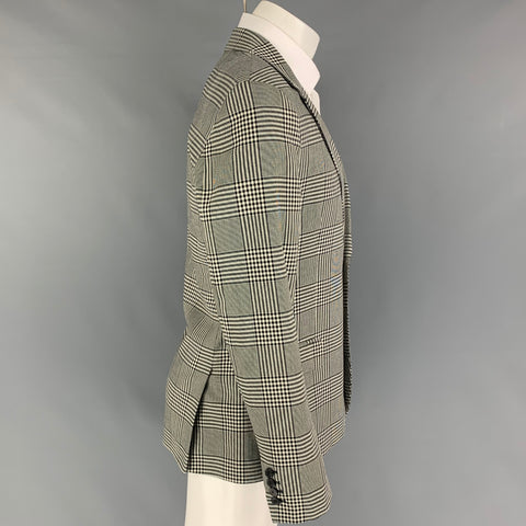 AMI by ALEXANDRE MATTIUSSI Size 38 Black White Plaid Cotton Sport Coat