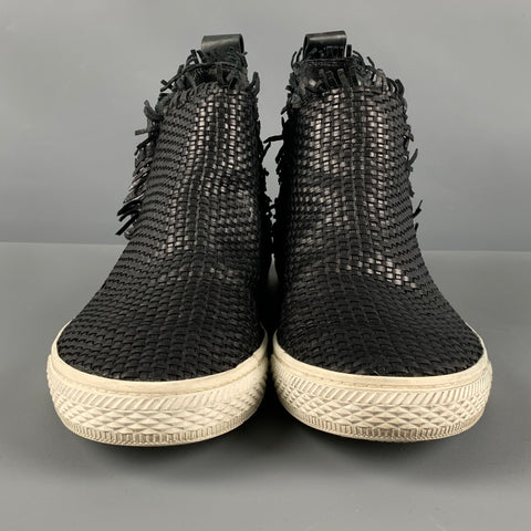 LOEFFLER RANDALL Talla 8.5 Zapatillas tobilleras de cuero blanco negro
