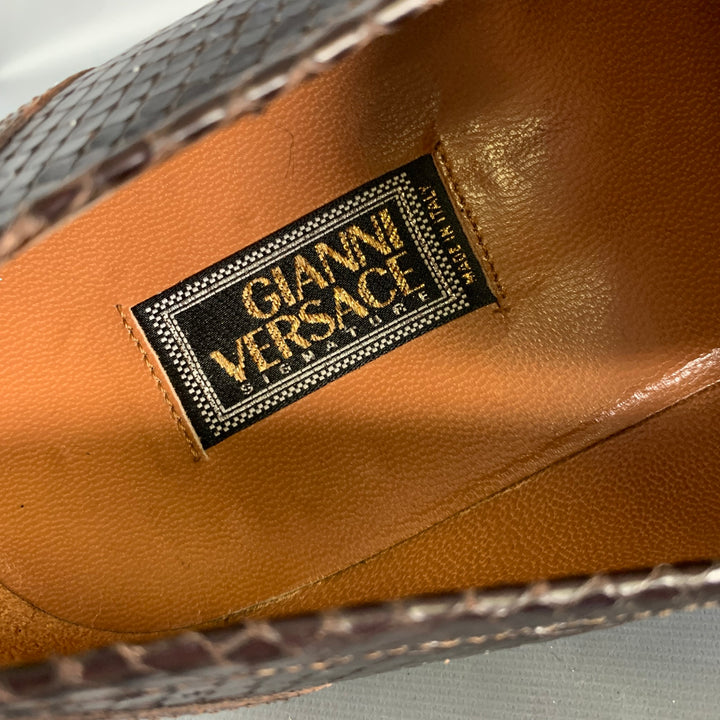 GIANNI VERSACE Size 10 Brown Python Loafer Loafers