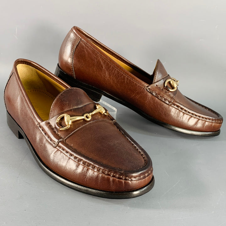 COLE HAAN Vintage Size 7 Ascot II Brown Gold Leather Horsebit Loafer Flats