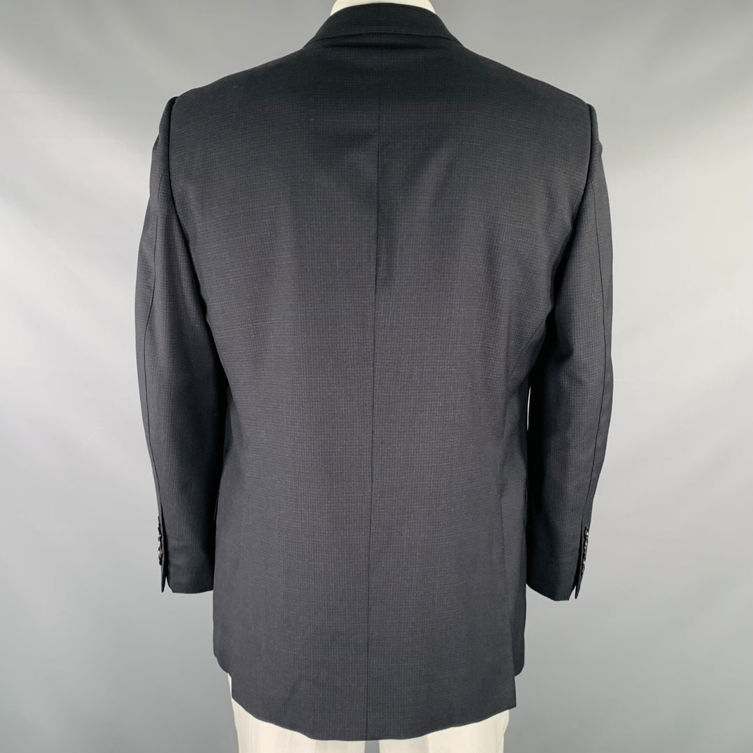 TOM FORD Size 44 Black Navy Checkered Wool Blend Sport Coat