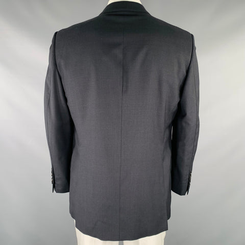 TOM FORD Size 44 Black Navy Checkered Wool Blend Sport Coat