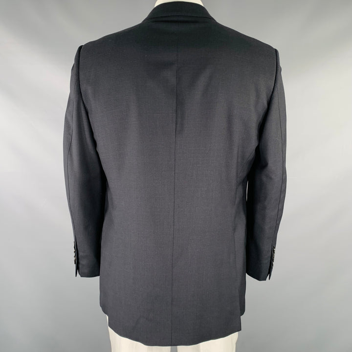 TOM FORD Size 44 Black Navy Checkered Wool Blend Sport Coat