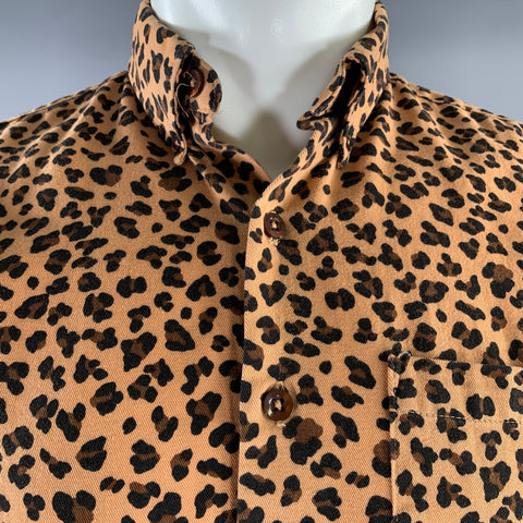 NAKED AND FAMOUS Size M Brown Black Animal Print Button Down Long Sleeve Shirt
