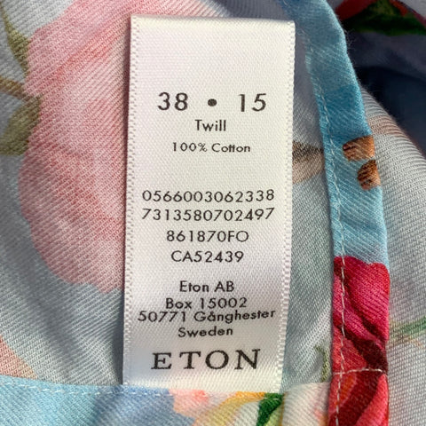 ETON Size S Blue Pink Floral One Pocket Cutoff Sleeves Tank Top